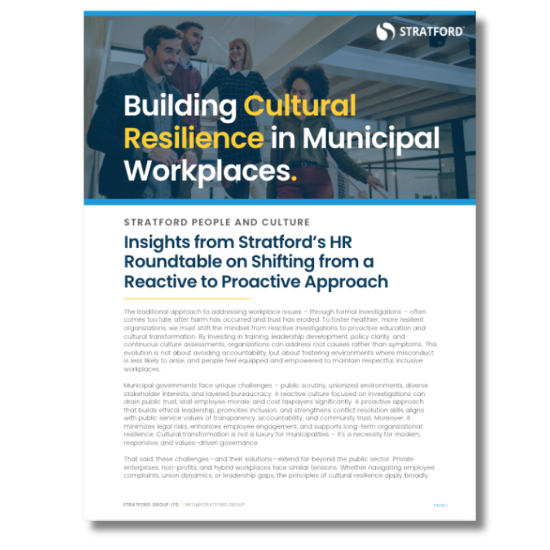 Building Cultural Resilience in Municipal Workplaces Front Page Building Cultural Resilience in Municipal Workplaces Front Page